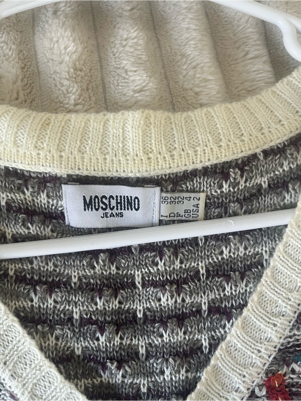 Moschino Gray Striped Knit Tank with Colorful Sequin Fruit Motif - Picture 3 of 3